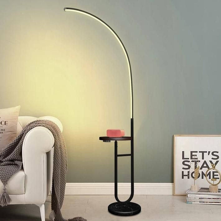 Arched LED floor lamp with tray