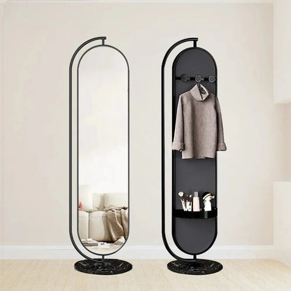 Stella Oval Rotatable Mirror with Back Hanger Black Frame