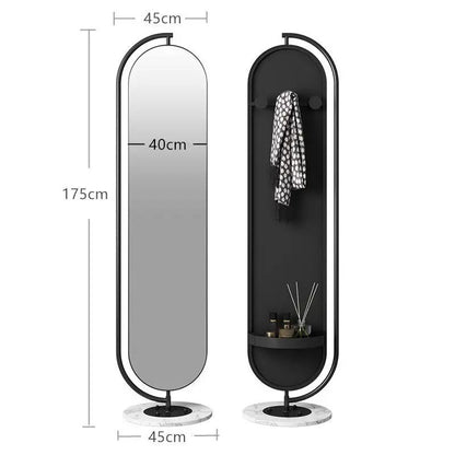 Stella Oval Rotatable Mirror with Back Hanger Black Frame