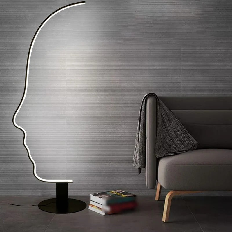 Modern  Human Face LED Floor Lamp Black