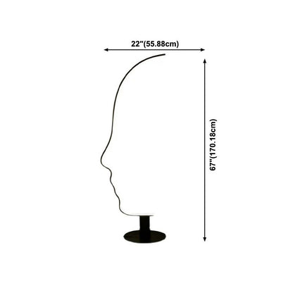 مصباح أرضي LED عصري بوجه بشري أسود