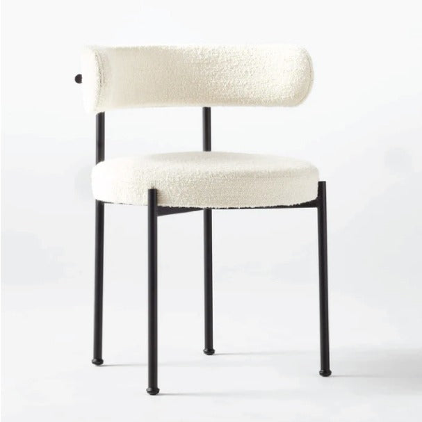 Modern White Lamb Wool Fabric Dining Chair