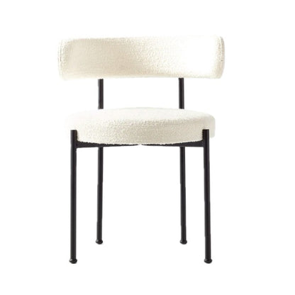 Modern White Lamb Wool Fabric Dining Chair