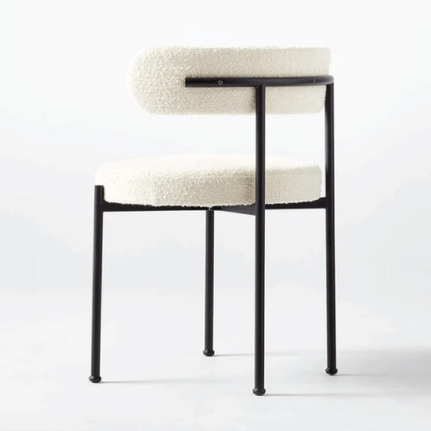 Modern White Lamb Wool Fabric Dining Chair