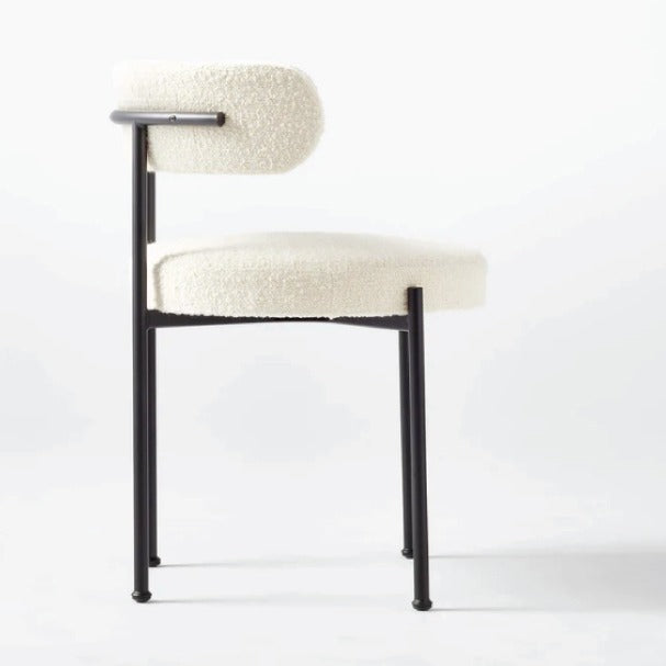 Modern White Lamb Wool Fabric Dining Chair