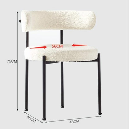 Modern White Lamb Wool Fabric Dining Chair