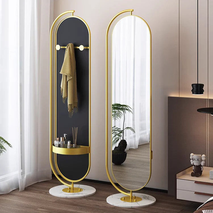 Stella Oval Rotatable Mirror with Back Hanger Golden Frame