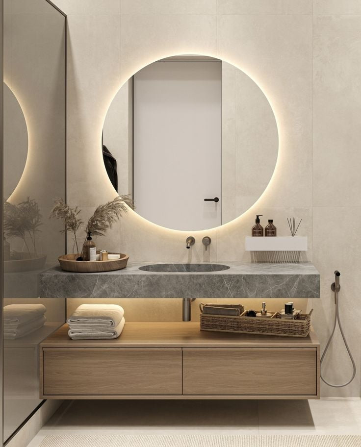 Round Wall Mirror Frameless  with Backlit