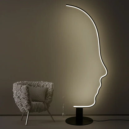 Modern  Human Face LED Floor Lamp Black