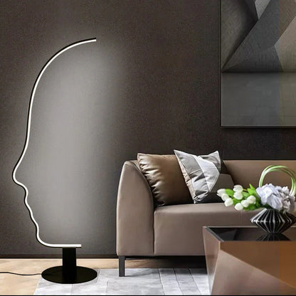 Modern  Human Face LED Floor Lamp Black