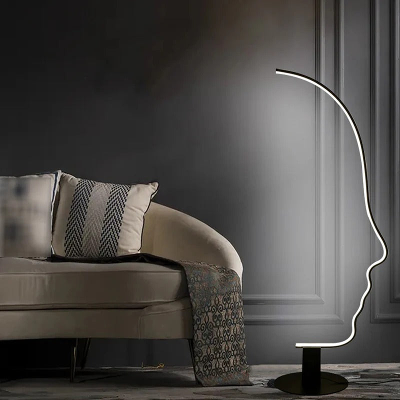 Modern  Human Face LED Floor Lamp Black