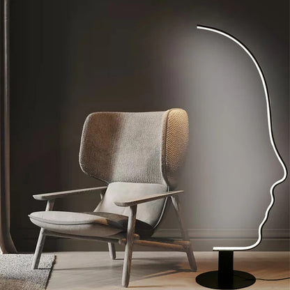 Modern  Human Face LED Floor Lamp Black