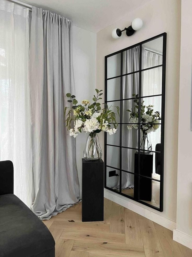 Full Length Black Rectangular window Mirror