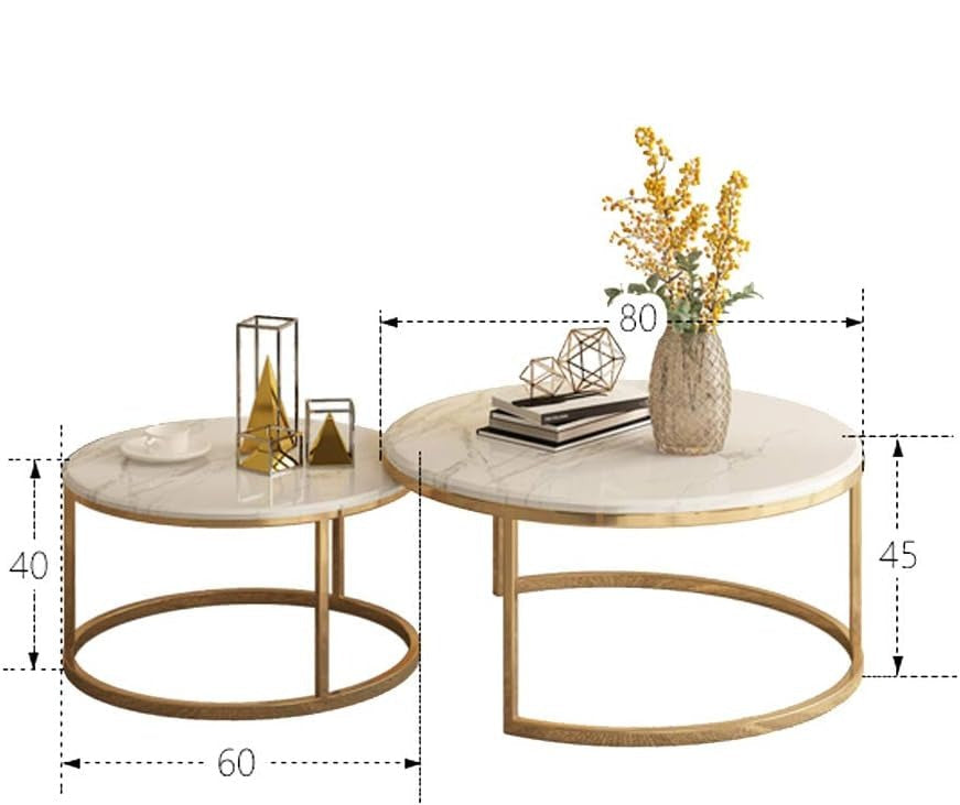 Marble Coffee Table Set with Golden Base