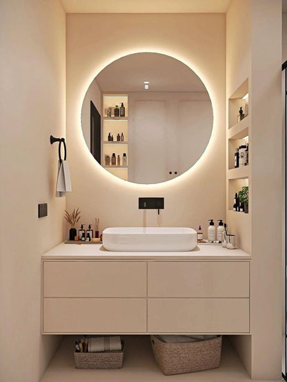 Round Wall Mirror Frameless  with Backlit