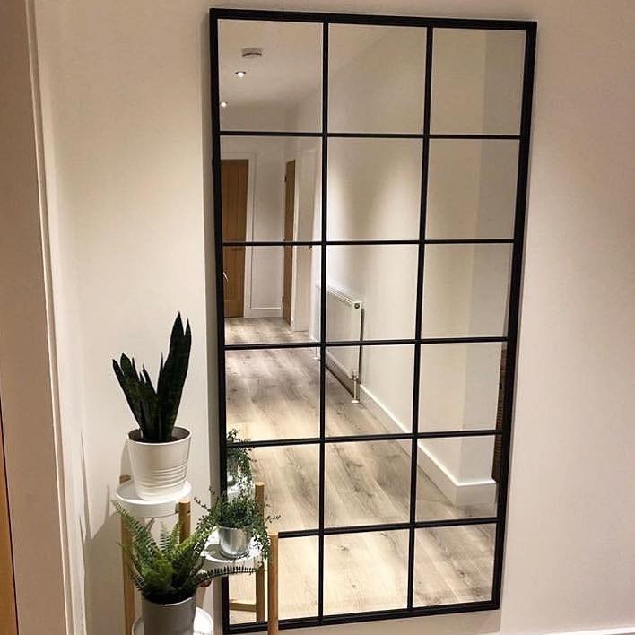 Full Length Black Rectangular window Mirror