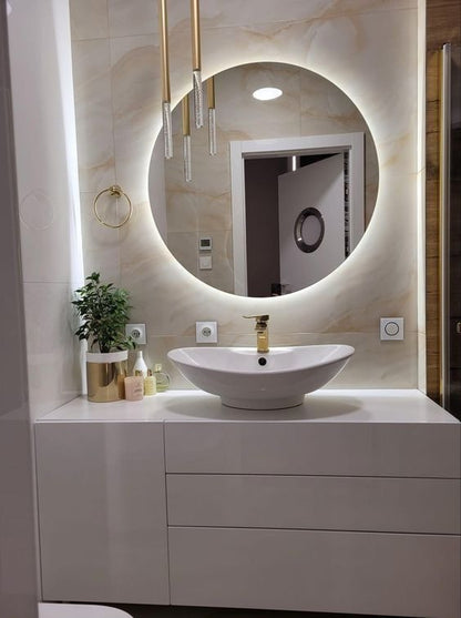 Round Wall Mirror Frameless  with Backlit