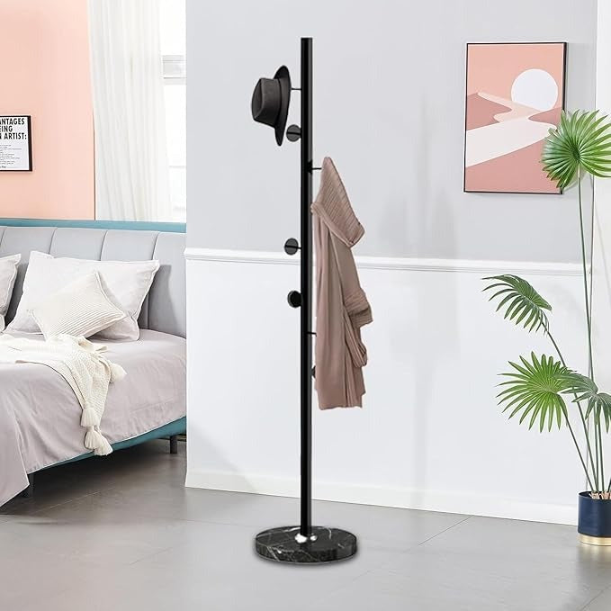 Modern Black Clothes Hanger With Marble Base