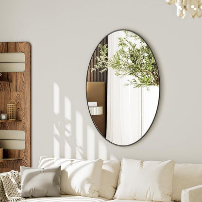 Oval Shape Wall Mirror Black