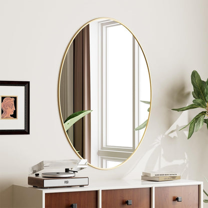 Oval Shape Wall Mirror Gold