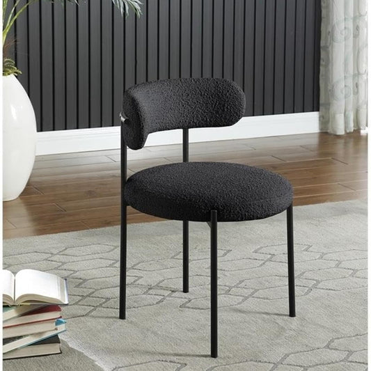 Modern Black Lamb Wool Fabric Dining Chair