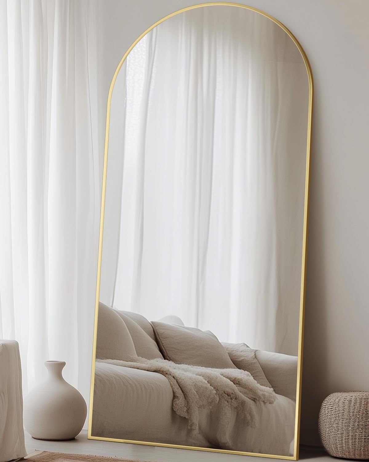 Full Lingth Arched Floor Mirror Gold frame