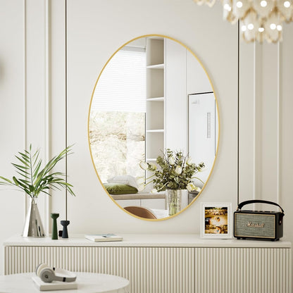 Oval Shape Wall Mirror Gold