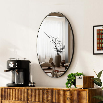 Oval Shape Wall Mirror Black