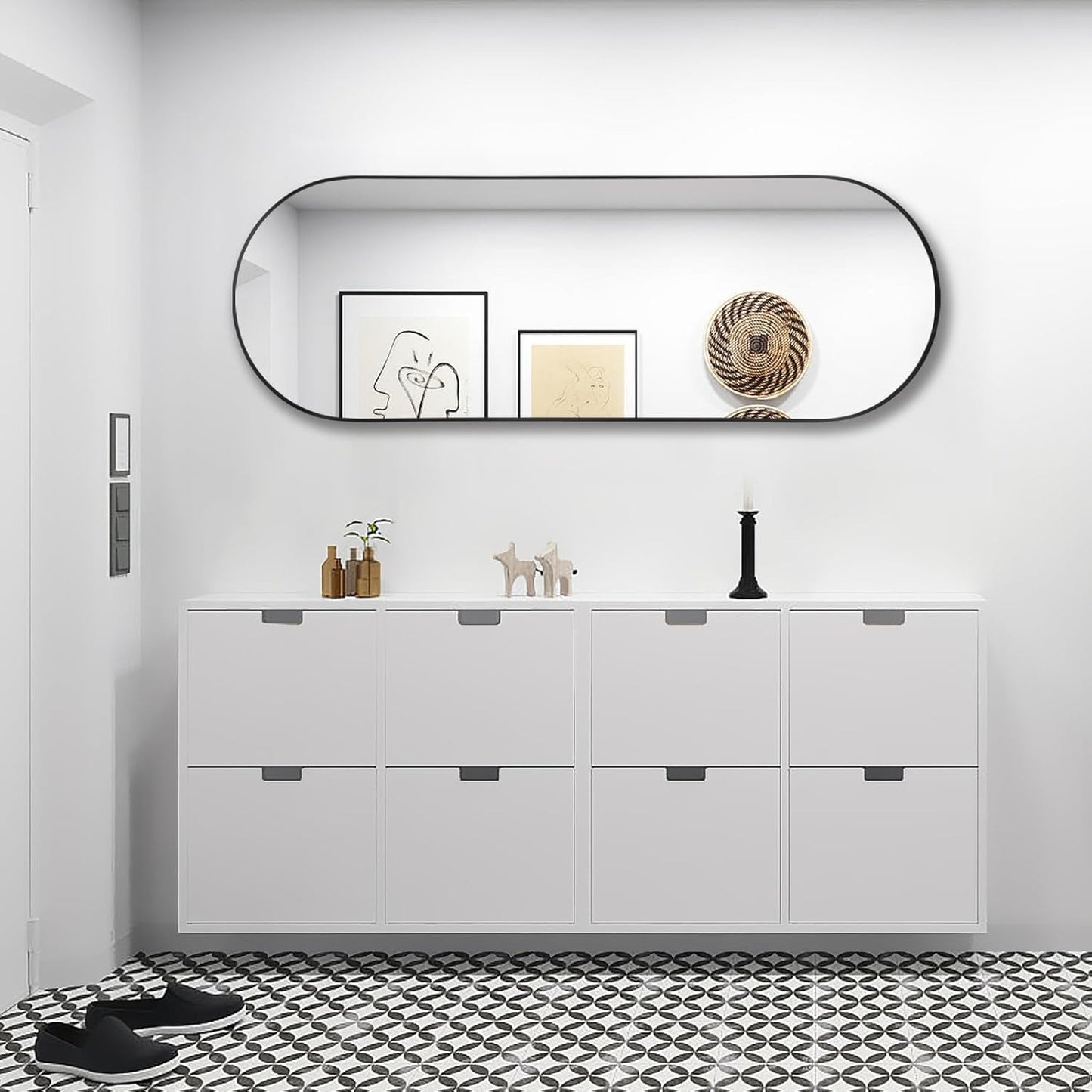 Oval Wall Mirror Black Frame