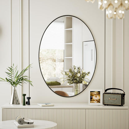 Oval Shape Wall Mirror Black