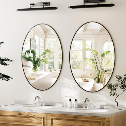 Oval Shape Wall Mirror Black