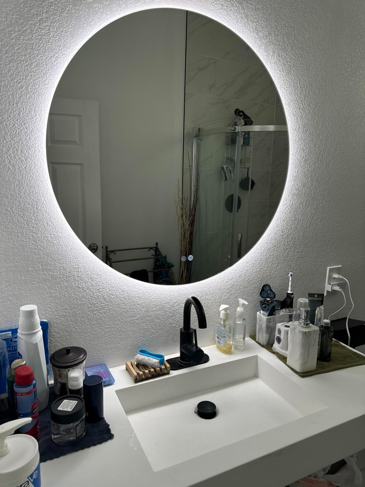 Round Wall Mirror Frameless  with Backlit