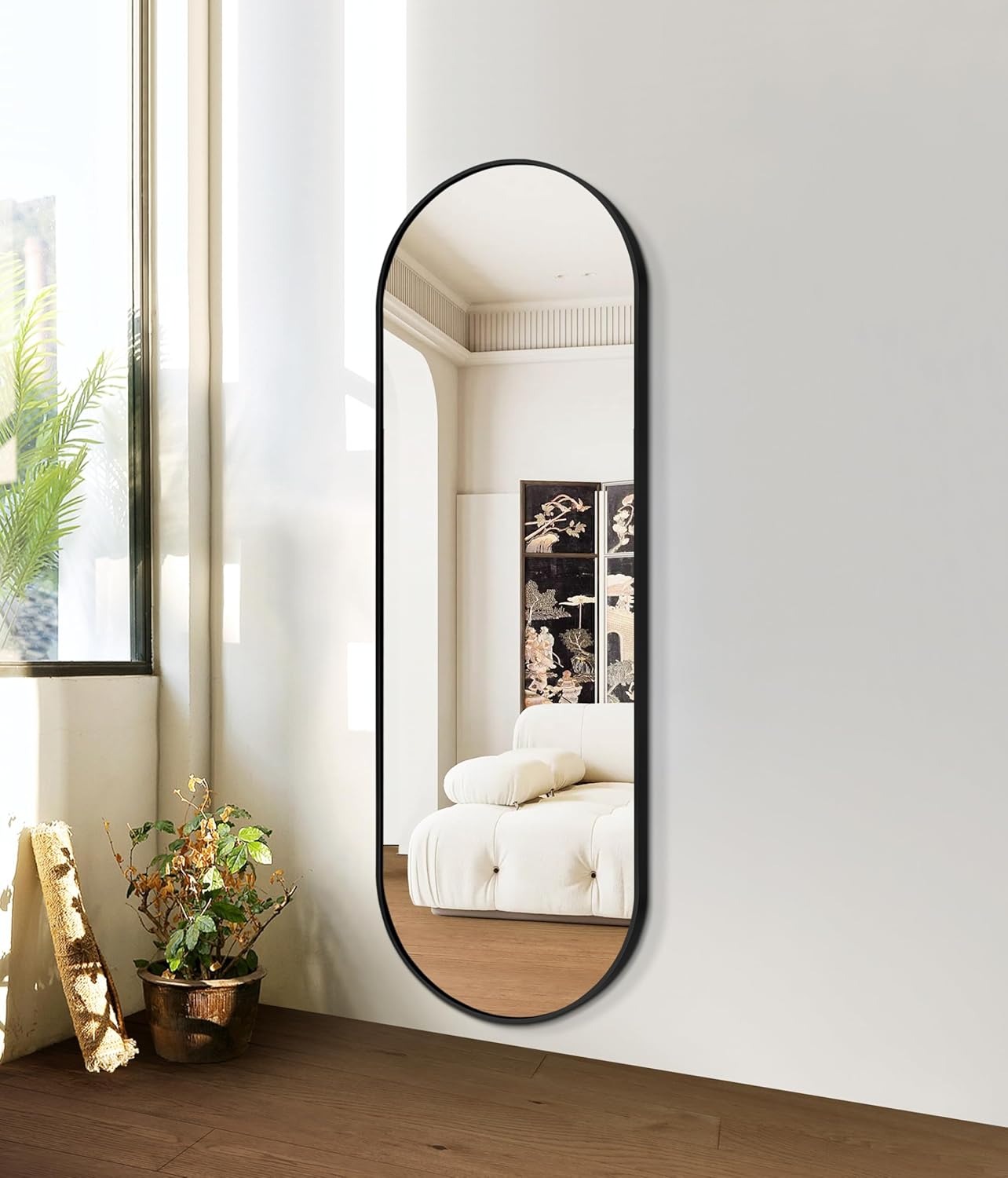 Oval Wall Mirror Black Frame