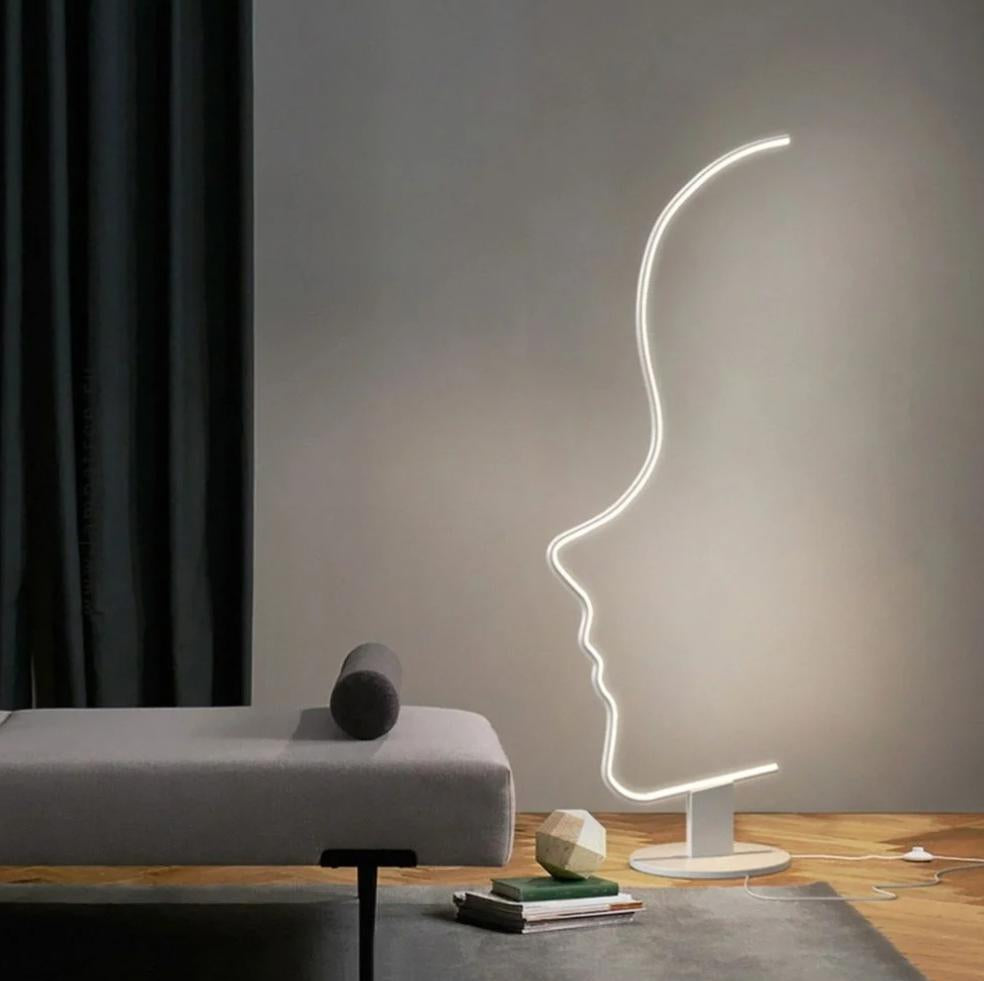 Modern  Human Face LED Floor Lamp White