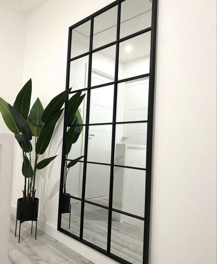 Full Length Black Rectangular window Mirror