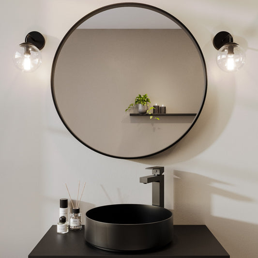 Round Wall Mirror Black