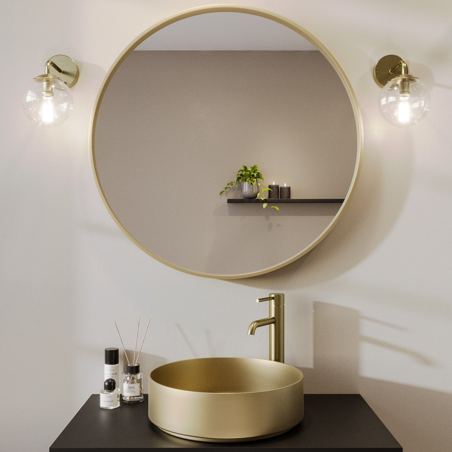 Round Wall Mirror Gold