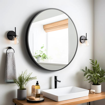 Round Wall Mirror Black