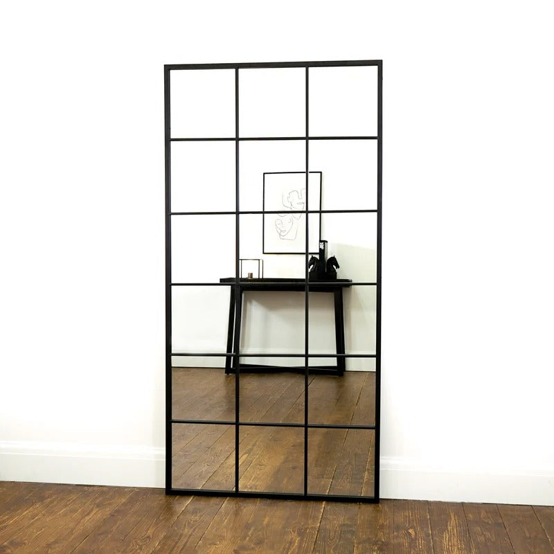 Full Length Black Rectangular window Mirror