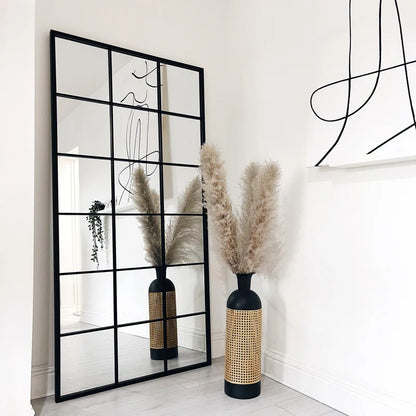 Full Length Black Rectangular window Mirror