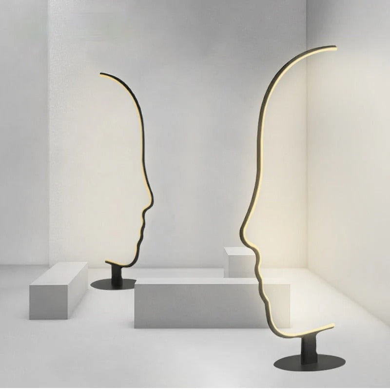 Modern  Human Face LED Floor Lamp Black