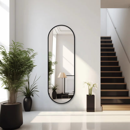 Oval Wall Mirror Black Frame