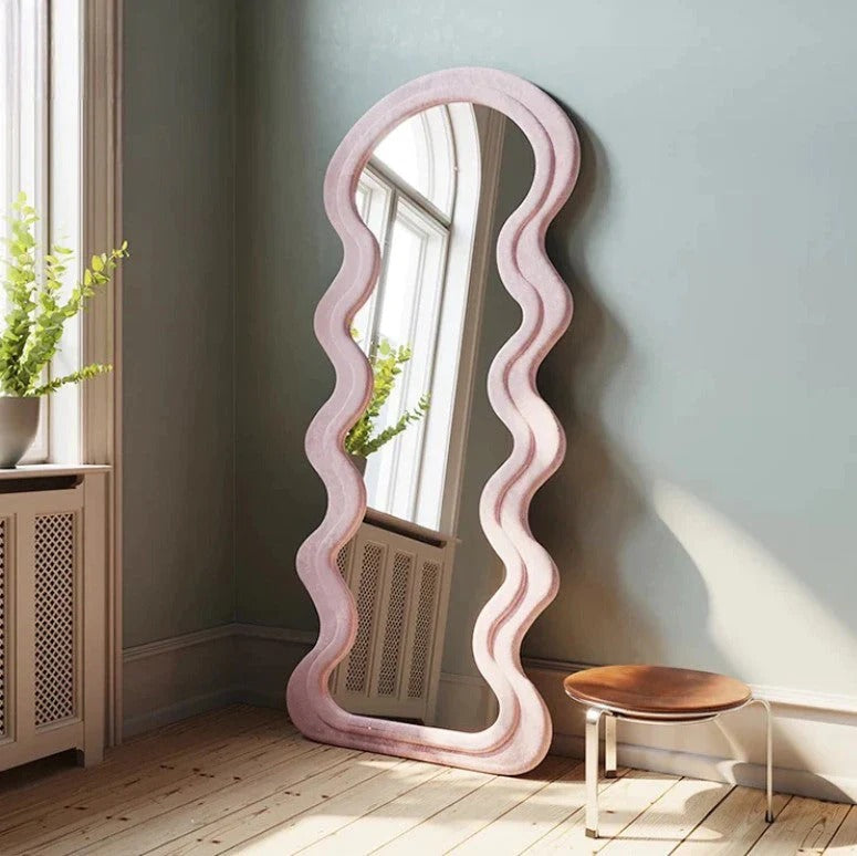 Wavy Pink Velvet Mirror