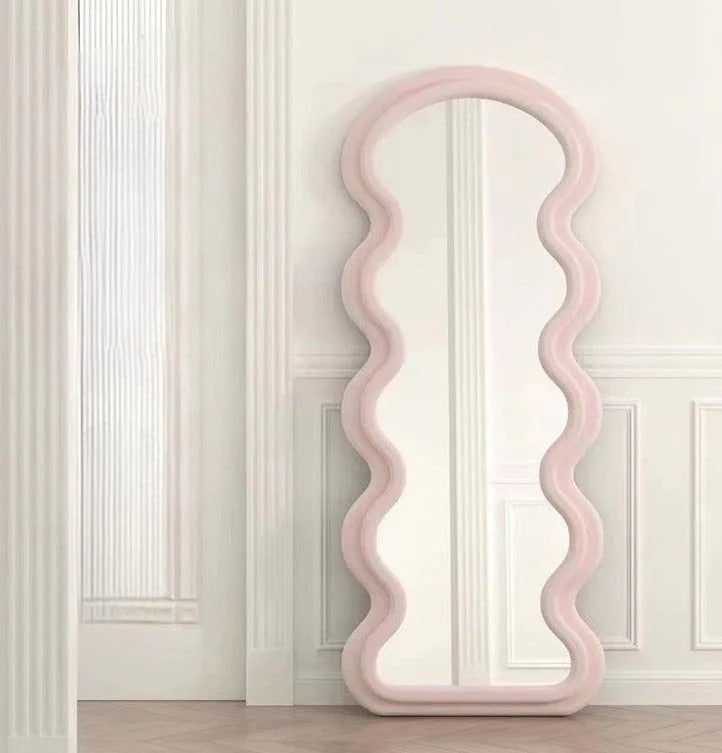 Wavy Pink Velvet Mirror