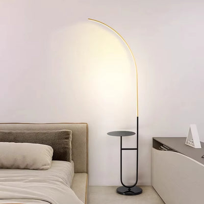 Arched LED floor lamp with tray