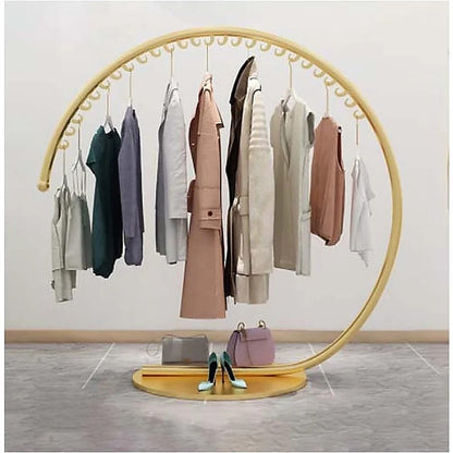 Half Moon Metal Gold Floor-Standing Clothing Rack