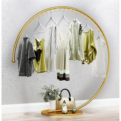 Half Moon Metal Gold Floor-Standing Clothing Rack