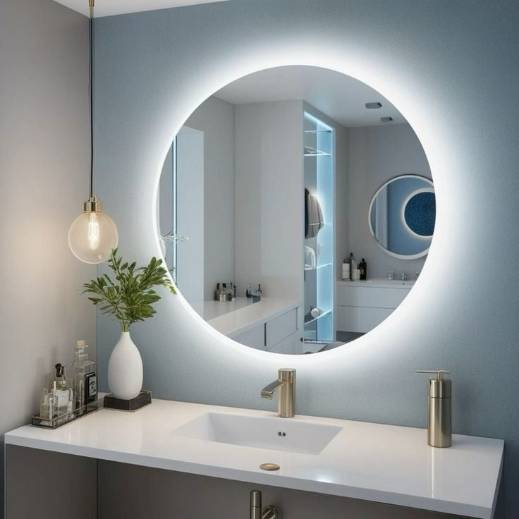 Round Wall Mirror Frameless  with Backlit