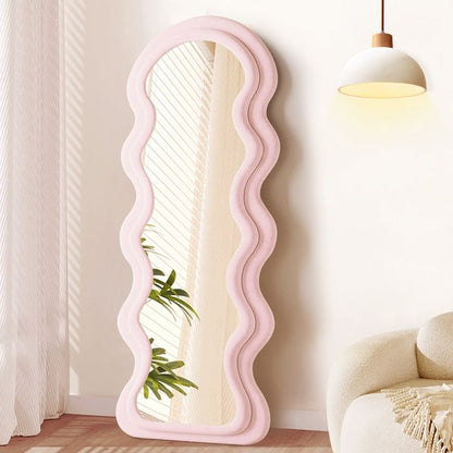 Wavy Pink Velvet Mirror