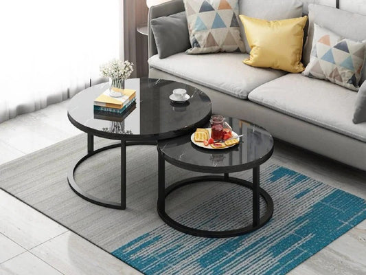 Harmony Black Marble Coffee Table Set